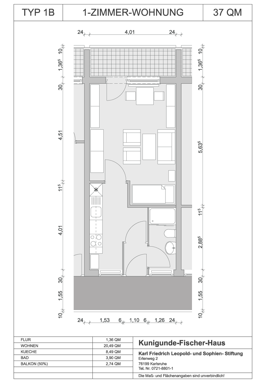 Typ 1B – 37 m²